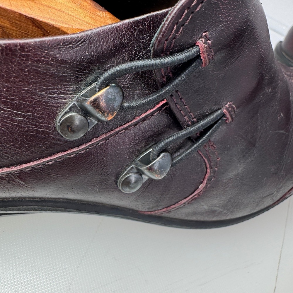 Romika Loafers Women 38 Burgundy 7.5 Leather Slip On Low Wedge Comfort Casual - Picture 6 of 11